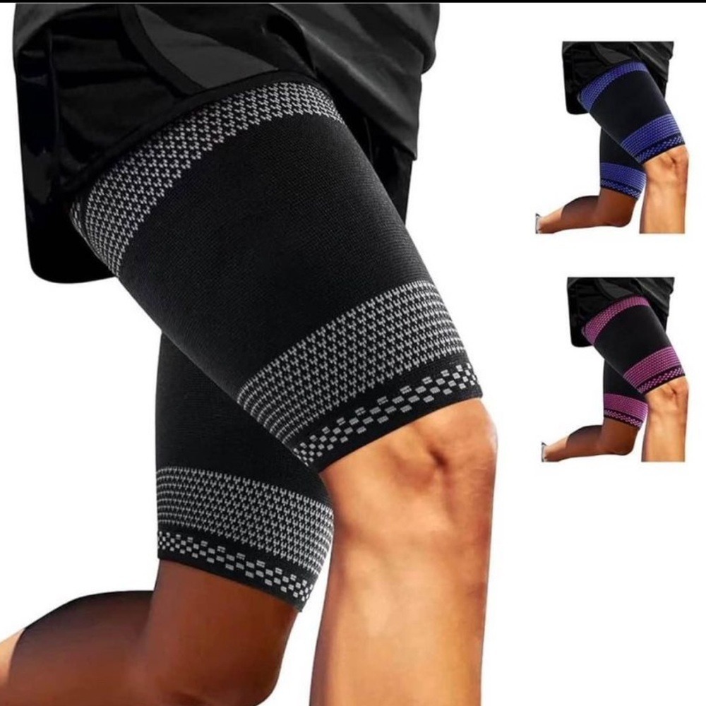 NEW Neenco Compression Thigh Sleeve Size Large Black Athletic Support Wrap